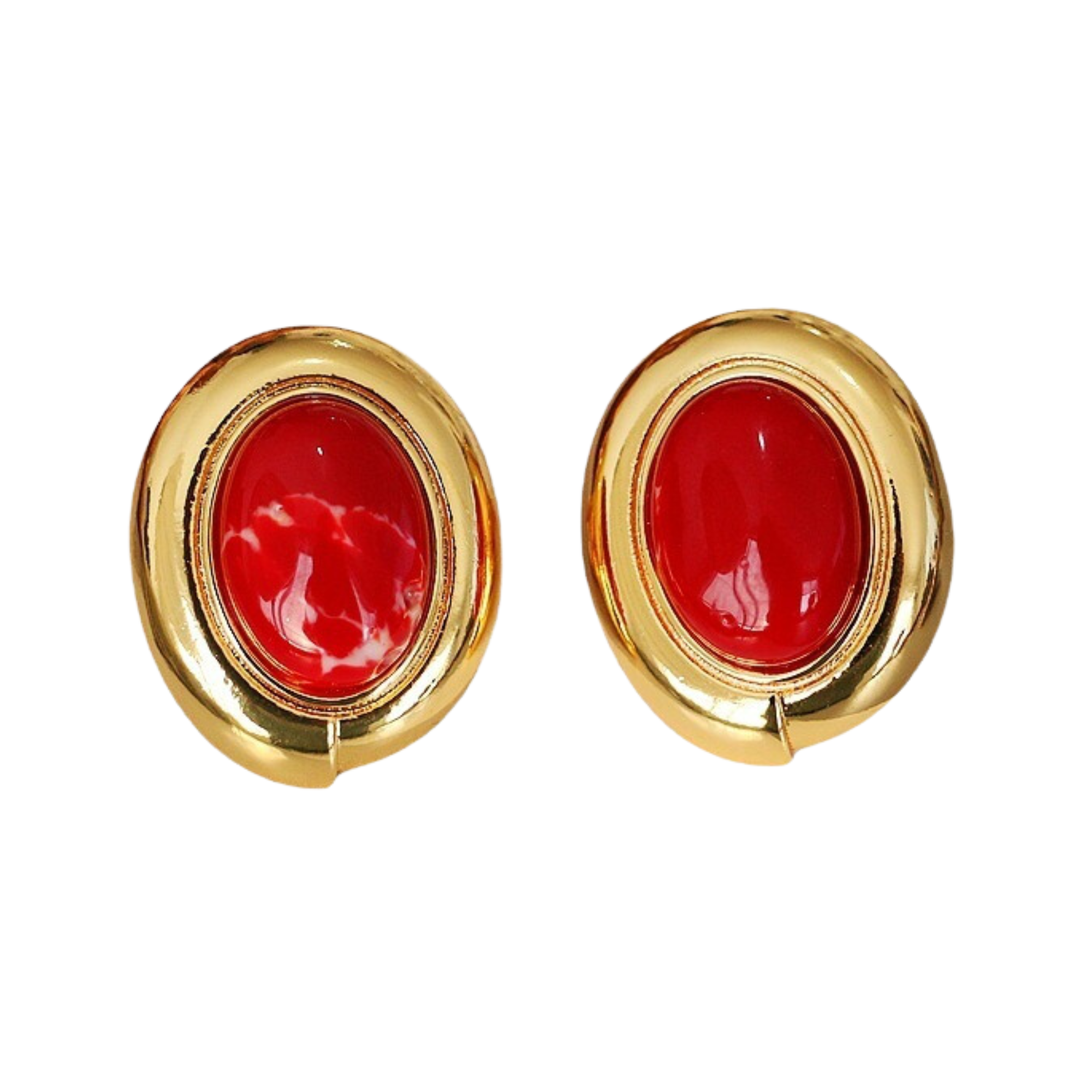 Oval Natural Stone Stud Earrings